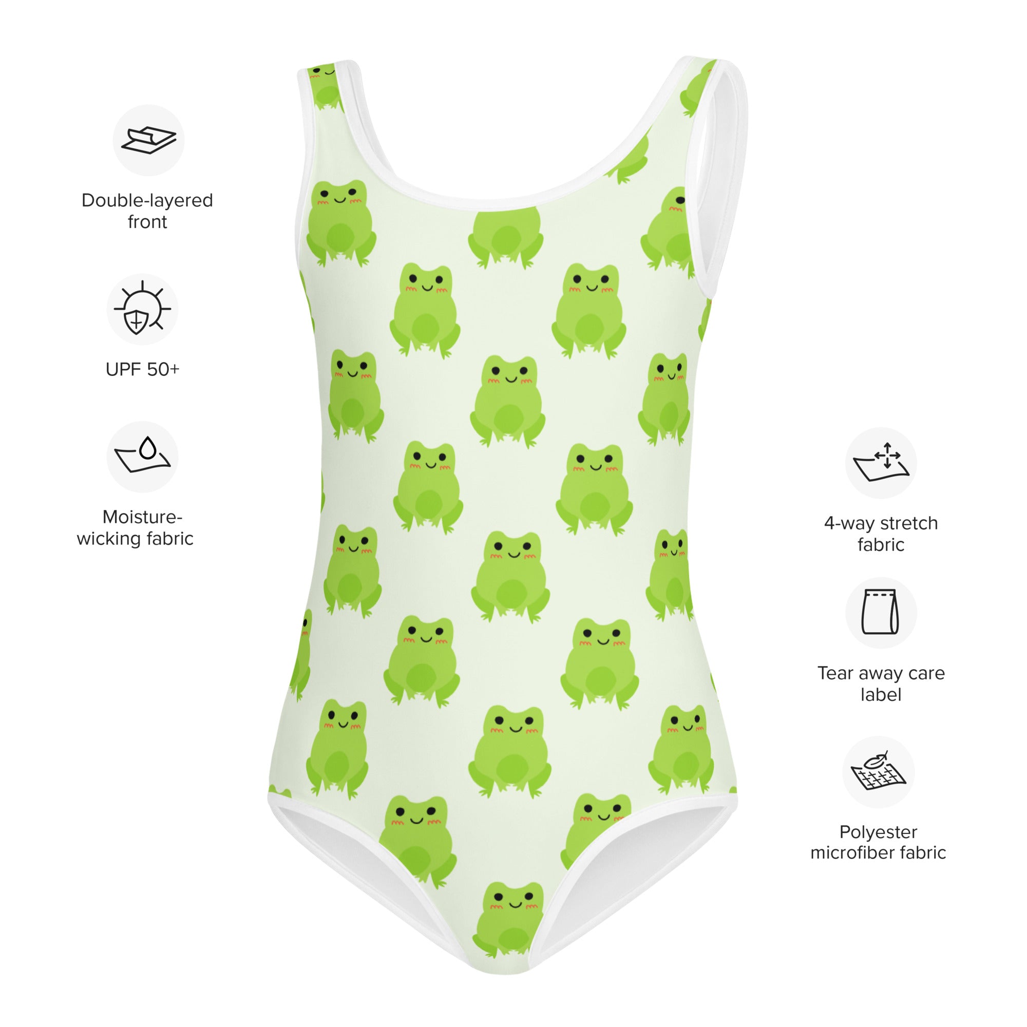 Girls Green Frog Buttery Soft Leotard - Quick Drying For Dance and Gymnastics