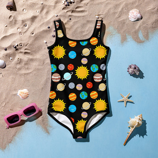 Girls Solar System Buttery Soft Swimsuit With UPF 50+
