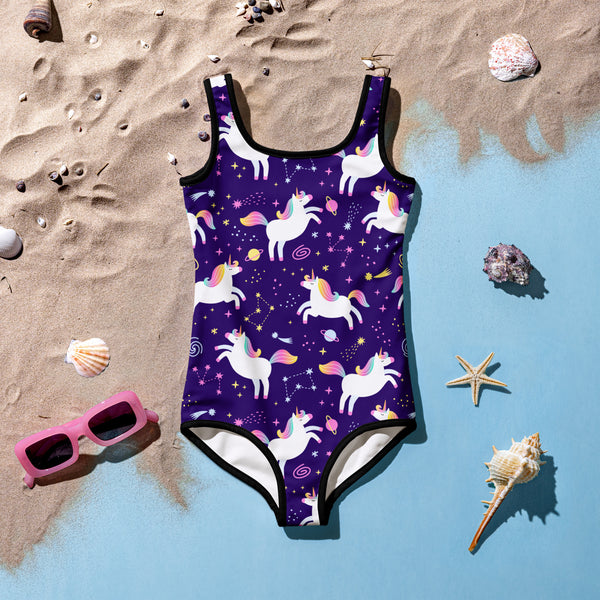 Girls Space Unicorn Buttery Soft Swimsuit With UPF 50+