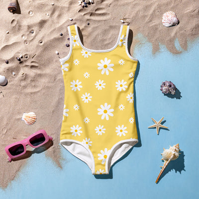 Girls Yellow Daisy Buttery Soft Swimsuit With UPF 50+
