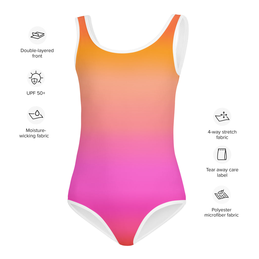 Girls Sunset Ombre Buttery Soft Swimsuit With UPF 50+