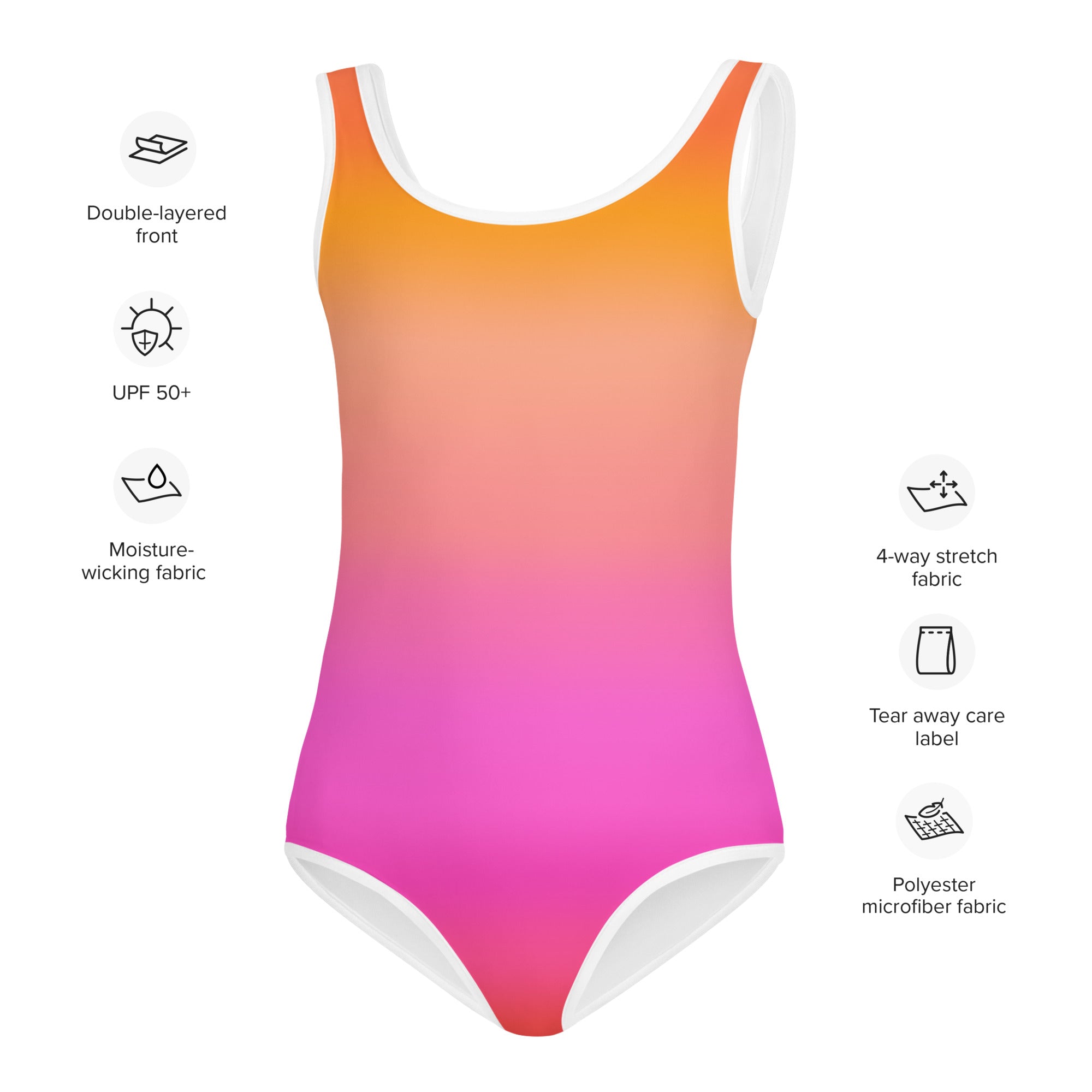 Girls Sunset Ombre Buttery Soft Swimsuit With UPF 50+