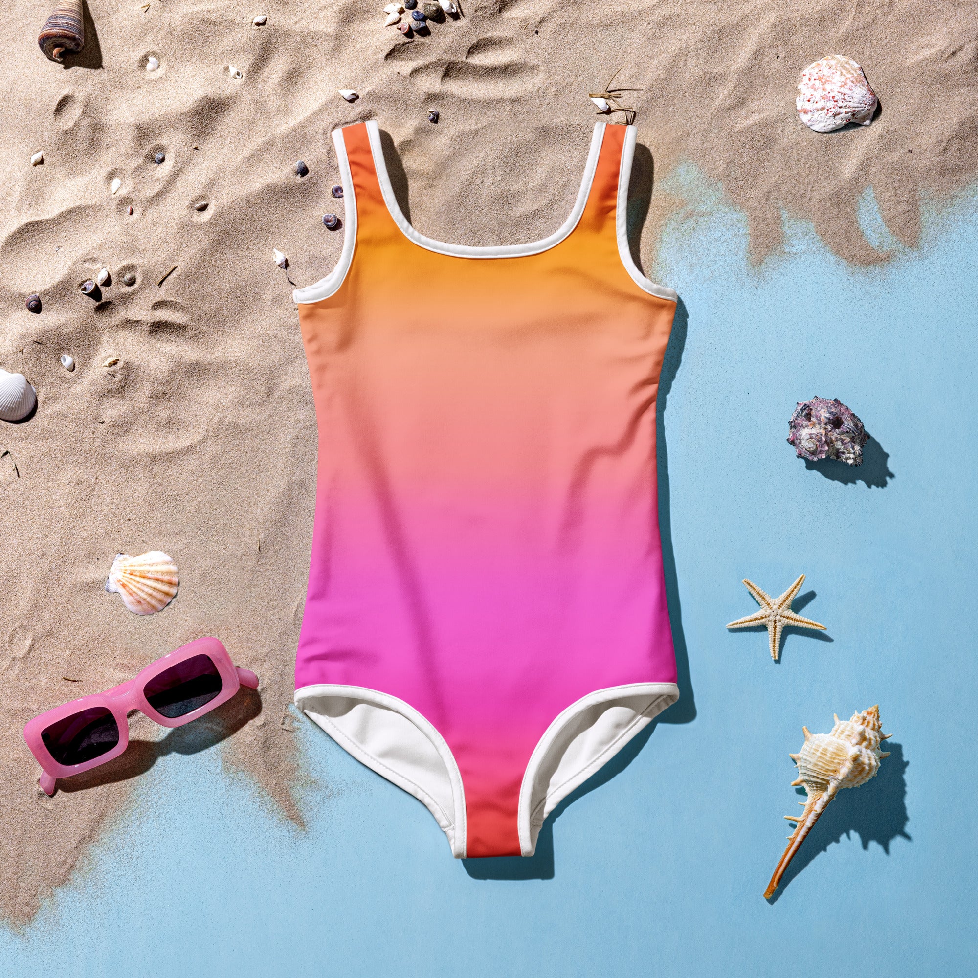 Girls Sunset Ombre Buttery Soft Swimsuit With UPF 50+