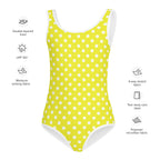 Girls Yellow Polka Dots Buttery Soft Swimsuit With UPF 50+