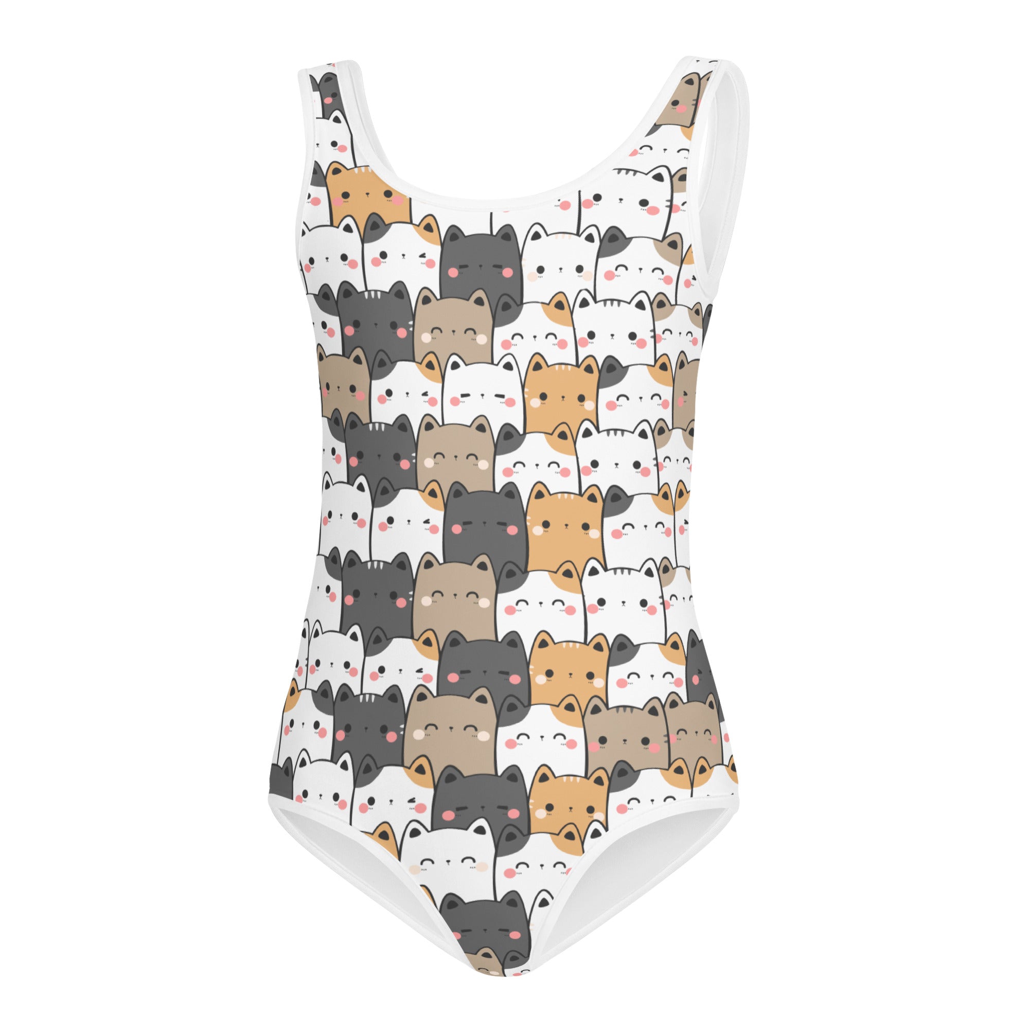 Girls Kawaii Cat Face Buttery Soft Leotard - Quick Drying For Dance and Gymnastics