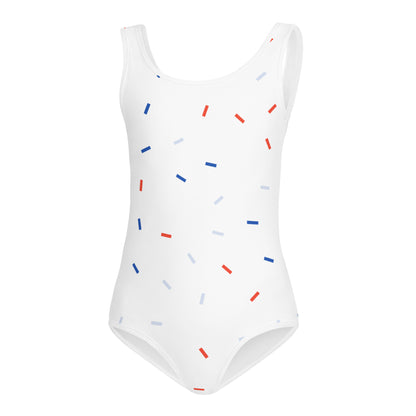 Girls Red White and Blue Confetti USA Buttery Soft Leotard