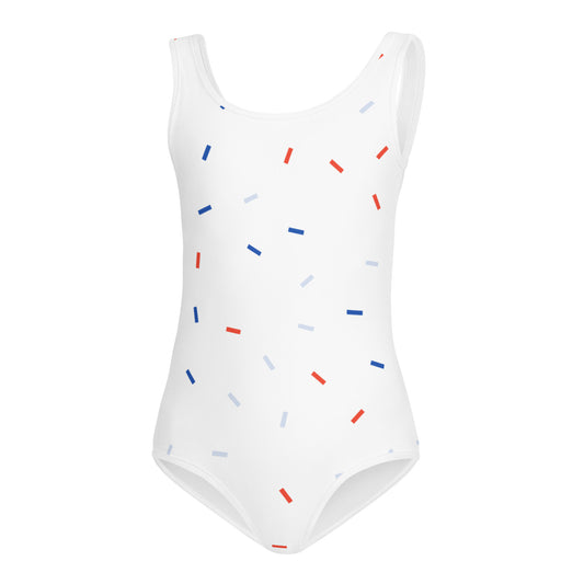 Girls Red White and Blue Confetti USA Buttery Soft Leotard