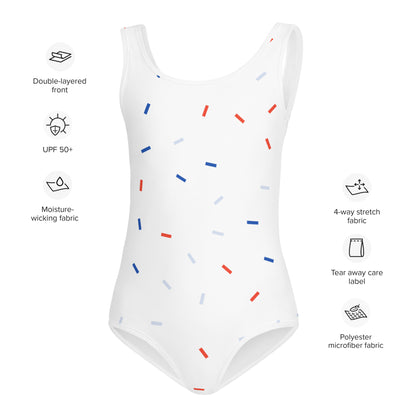 Girls Red White and Blue Confetti USA Buttery Soft Leotard