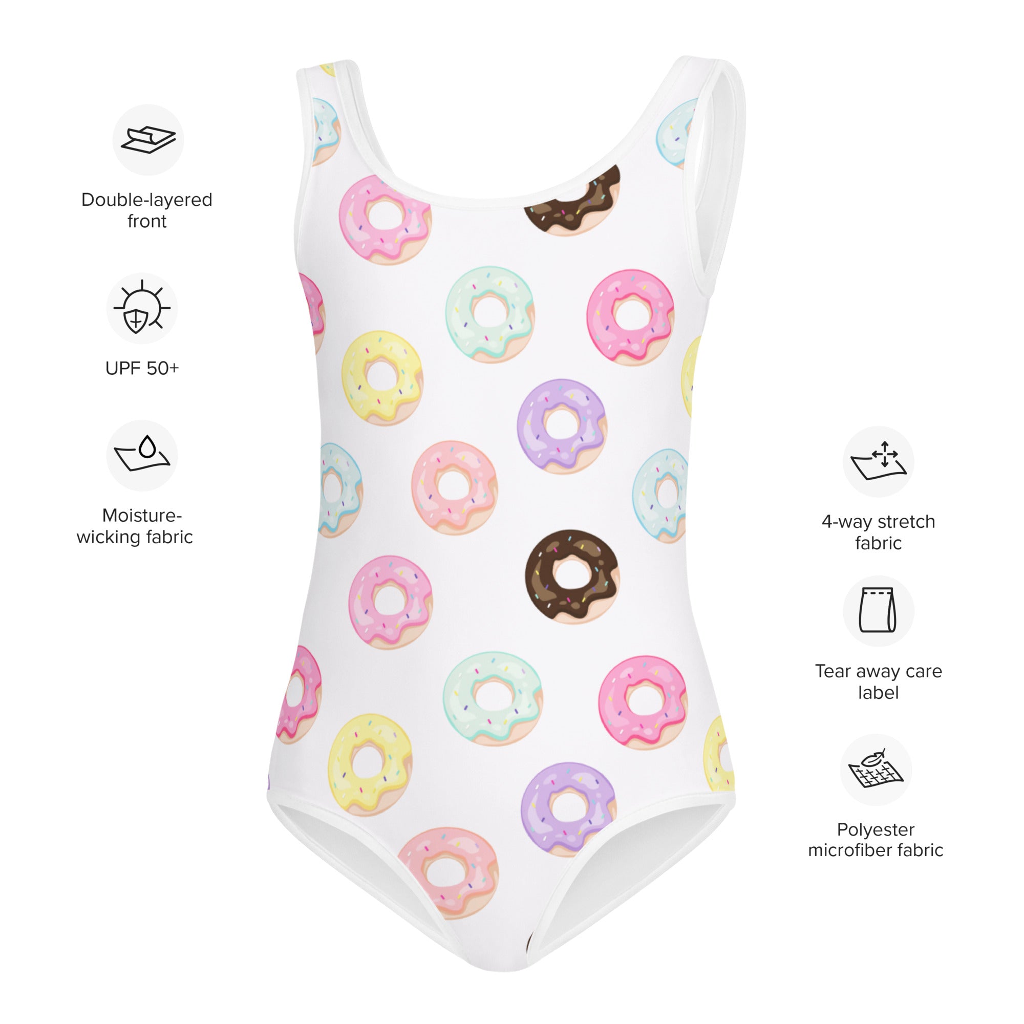 Girls Colorful Donuts Buttery Soft Leotard - Quick Drying For Dance and Gymnastics