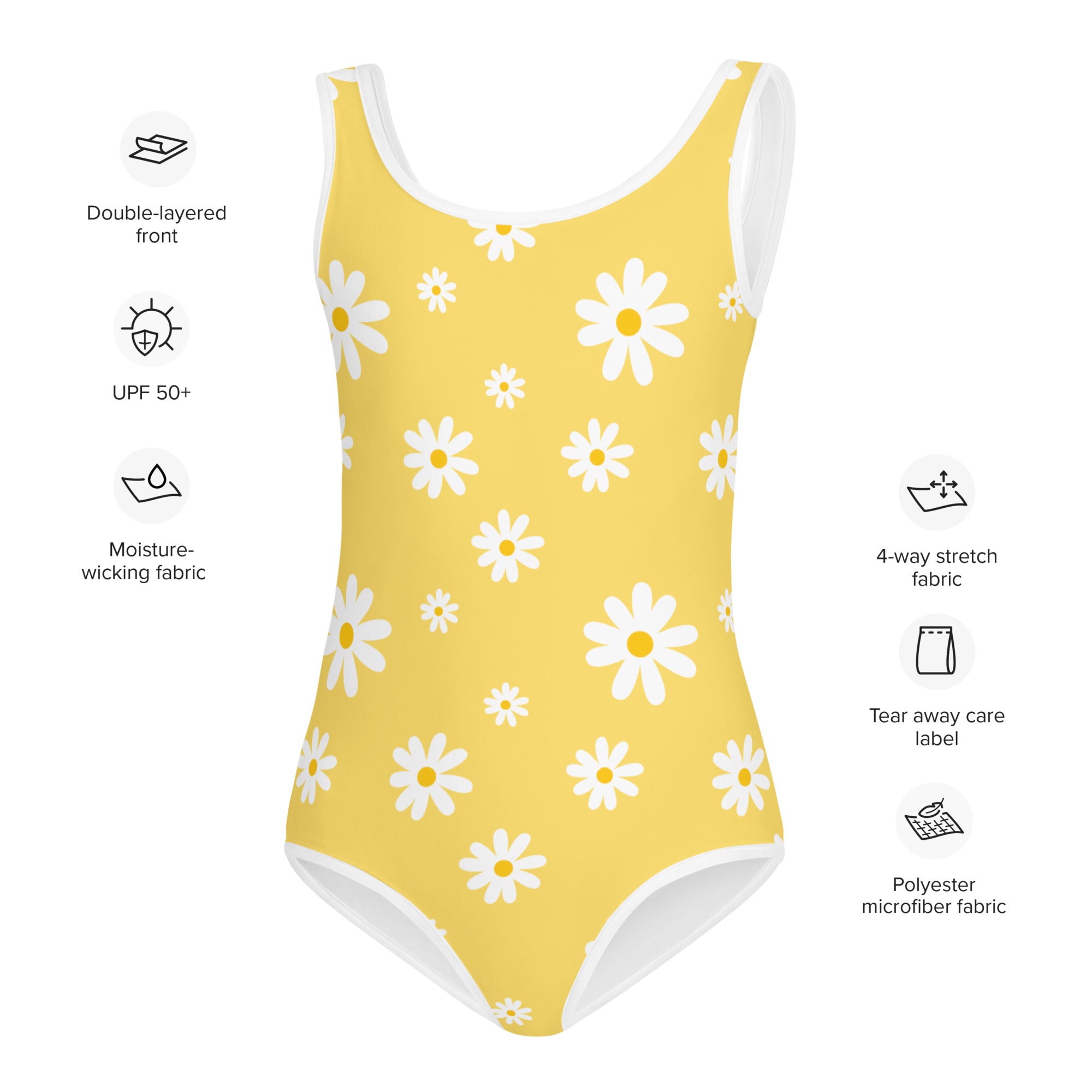 Girls Yellow Daisy Buttery Soft Leotard - Quick Drying For Dance and Gymnastics