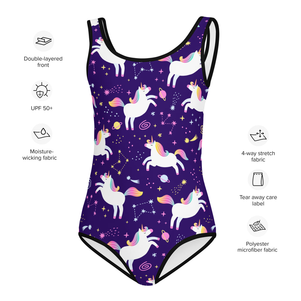Girls Space Unicorn Buttery Soft Leotard - Quick Drying For Dance and Gymnastics