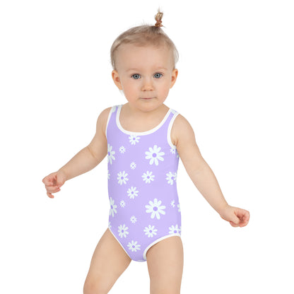 Girls Lavender Daisy Buttery Soft Swimsuit With UPF 50+