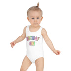 Birthday Girl Swimsuit With Pastel Rainbow Font
