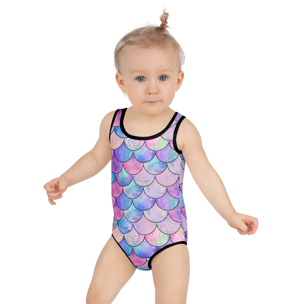 Girls Pastel Mermaid Buttery Soft Swimsuit With UPF 50+