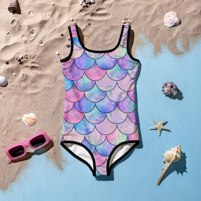 Girls Pastel Mermaid Buttery Soft Swimsuit With UPF 50+