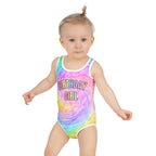 Girls Faux Rainbow Tie Dye Pastel Birthday Girl Swimsuit