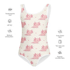 Girls Pink Axolotl Buttery Soft Swimsuit With UPF 50+
