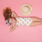 Girls Pink Axolotl Buttery Soft Swimsuit With UPF 50+