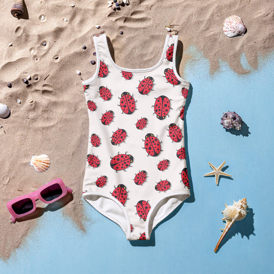 Girls Ladybug Buttery Soft Swimsuit With UPF 50+
