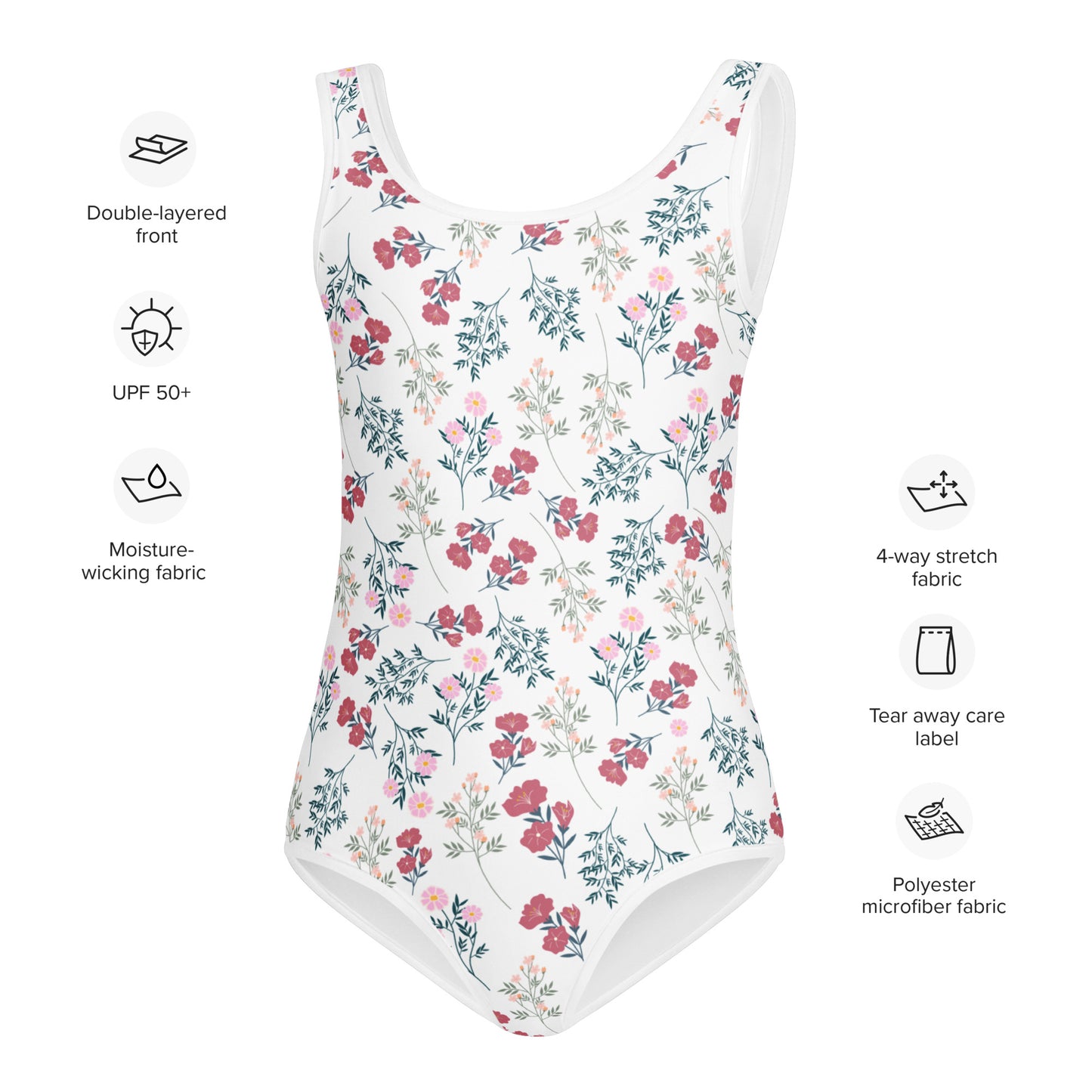 Girls Wildflower Meadow Buttery Soft Swimsuit With UPF 50+