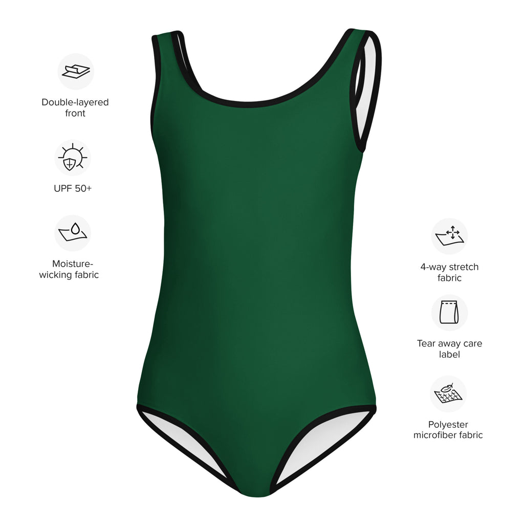 Girls Dark Green Buttery Soft Swimsuit With UPF 50+