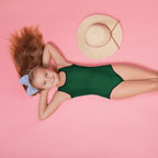 Girls Dark Green Buttery Soft Swimsuit With UPF 50+