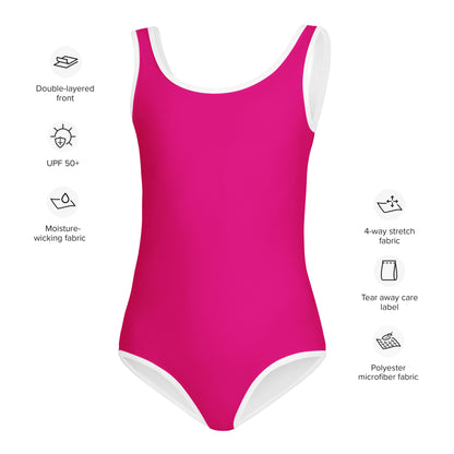 Girls Violet Red Buttery Soft Swimsuit With UPF 50+
