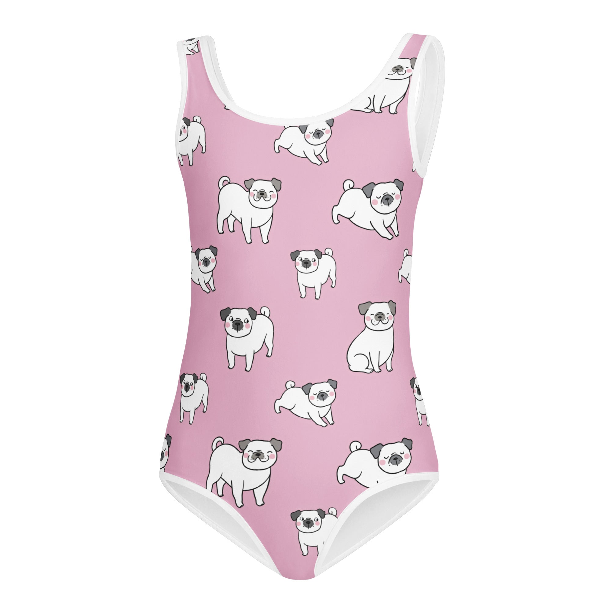 Girls Pink Pug Buttery Soft Leotard - Quick Drying For Dance and Gymnastics