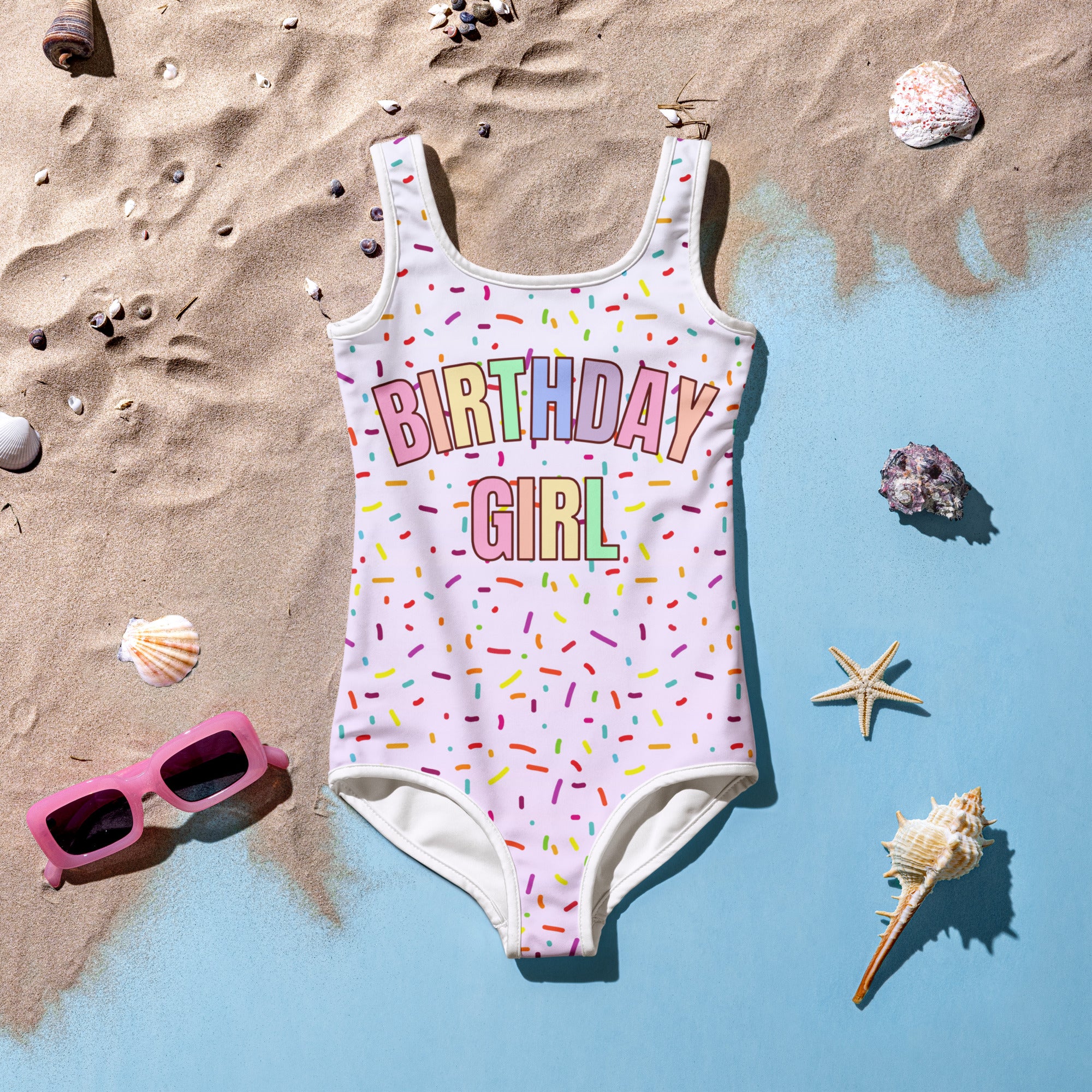 Colorful Sprinkles Birthday Girl Buttery Soft Swimsuit