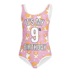 Girls Pink Corgi Dog Custom Age It's My Birthday Buttery Soft Leotard - Quick Drying For Dance and Gymnastics
