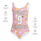 Girls Pink Corgi Dog Custom Age It's My Birthday Buttery Soft Leotard - Quick Drying For Dance and Gymnastics