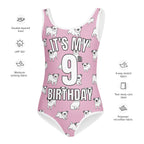 Girls Pink Pug Custom Age It's My Birthday Buttery Soft Leotard - Quick Drying For Dance and Gymnastics