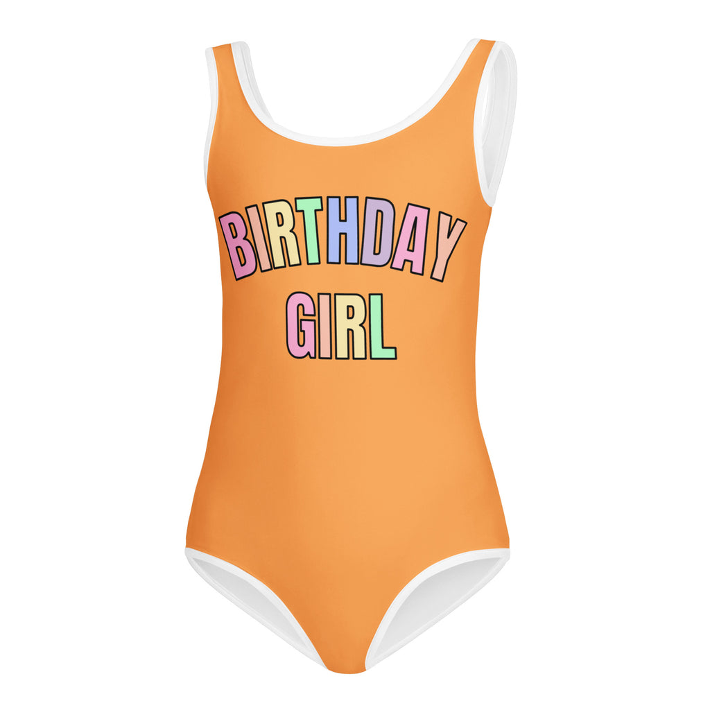 Birthday Girl Leotard With Pastel Rainbow Font - Quick Drying For Dance and Gymnastics