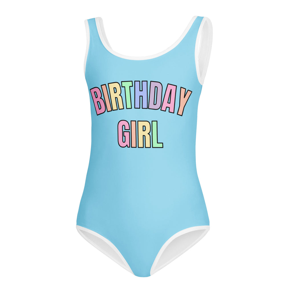Birthday Girl Leotard With Pastel Rainbow Font - Quick Drying For Dance and Gymnastics
