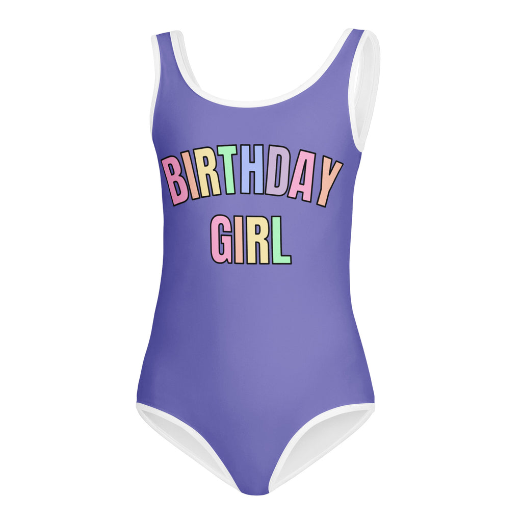 Birthday Girl Leotard With Pastel Rainbow Font - Quick Drying For Dance and Gymnastics