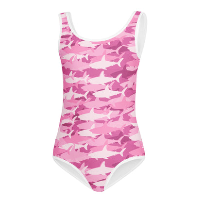 Girls Pink Shark Buttery Soft Leotard - Quick Drying For Dance and Gymnastics