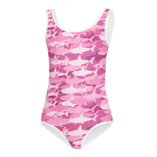 Girls Pink Shark Buttery Soft Leotard - Quick Drying For Dance and Gymnastics