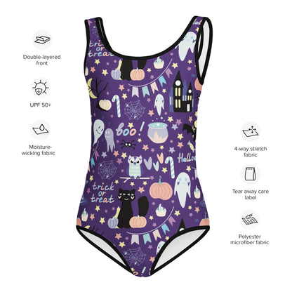 Girls Spooky Halloween Buttery Soft Leotard - Quick Drying For Dance and Gymnastics