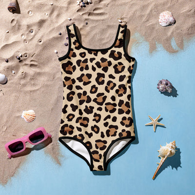 Girls Leopard Print Buttery Soft Swimsuit With UPF 50+