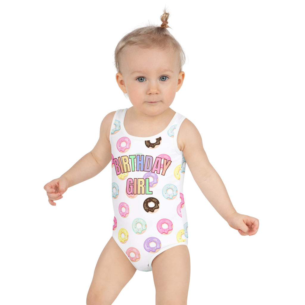 Colorful Donuts Birthday Girl Buttery Soft Swimsuit