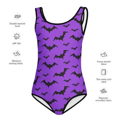 Girls Purple Bats Halloween Buttery Soft Leotard - Quick Drying For Dance and Gymnastics