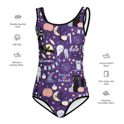 Girls Spooky Halloween Buttery Soft Swimsuit