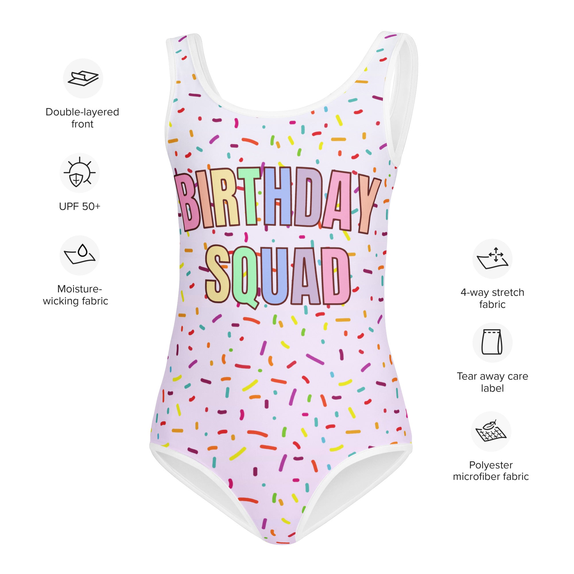 Colorful Sprinkles Birthday Squad Buttery Soft Swimsuit