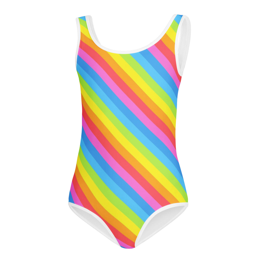 Girls Rainbow Stripe Buttery Soft Leotard - Quick Drying For Dance and Gymnastics
