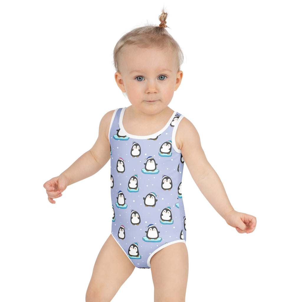 Girls Winter Penguin Buttery Soft Swimsuit With UPF 50+