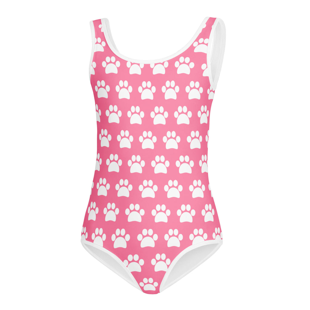Girls Pink Paw Print Buttery Soft Leotard - Quick Drying For Dance and Gymnastics