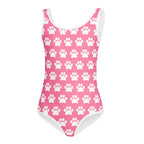 Girls Pink Paw Print Buttery Soft Leotard - Quick Drying For Dance and Gymnastics