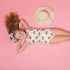 Girls Hearts and Puppies Buttery Soft Swimsuit With UPF 50+