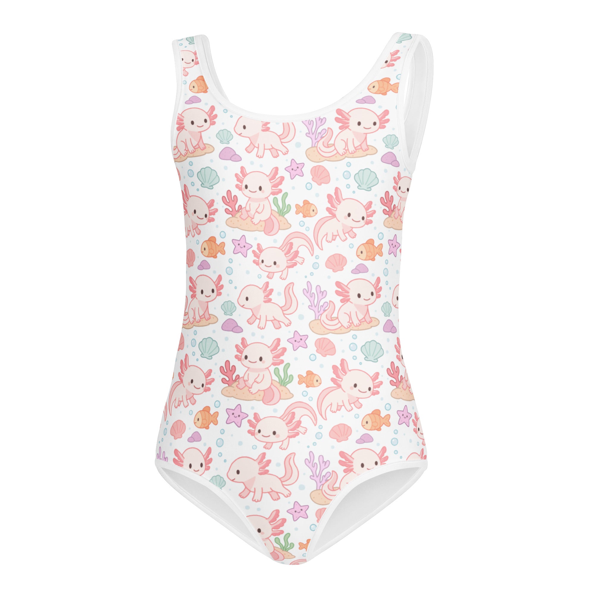 Girls Cute Axolotl Buttery Soft Leotard - Quick Drying For Dance and Gymnastics