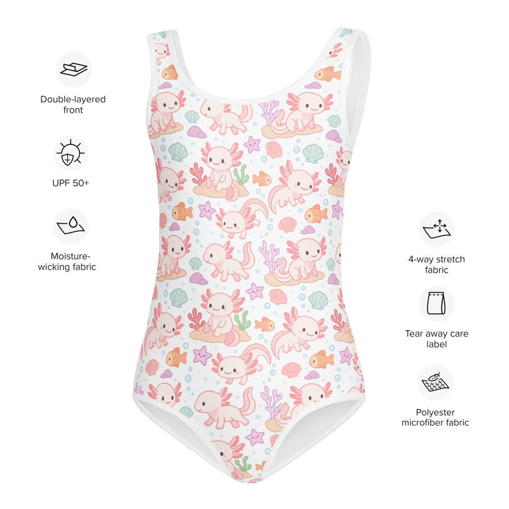 Girls Axolotl Buttery Soft Swimsuit With UPF 50+